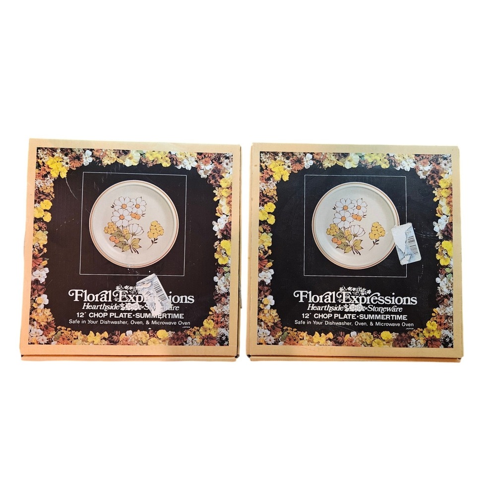 Hearthside Floral Expressions Summertime 12" Chop Plate Stoneware Set of 2 Japan
